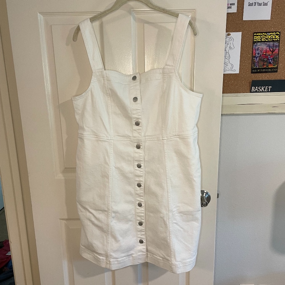 Madewell White Denim Mini Dress with Front Buttons - Size 16 or XL